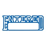 XSTAMPER CXBN 1205 PREINKED MESSAGE STAMP ENTEREDDATE 42 X 13MM BLUE