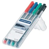 STAEDTLER 317 LUMOCOLOR PERMANENT MARKER BULLET 10MM ASSORTED WALLET 4