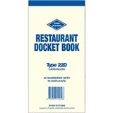 ZIONS 22D RESTAURANT DOCKET BOOK CARBONLESS DUPLICATE 200 X 95MM