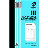 OLYMPIC 624 INVOICE AND STATEMENT BOOK CARBON DUPLICATE 100 LEAF 200 X 125MM