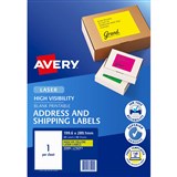 AVERY 35999 L7167FY HIGH VISIBILITY SHIPPING LABEL LASER 1UP FLUORO YELLOW PACK 25