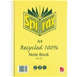 SPIRAX 811 NOTEBOOK 7MM RULED 100 RECYCLED CARDBOARD COVER SPIRAL BOUND A4 240 PAGE