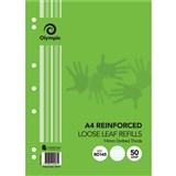OLYMPIC RD145 REINFORCED A4 LOOSE REFILL 14MM DOTTED THIRDS 55GSM 50 SHEETS