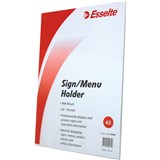 ESSELTE SIGN  MENU HOLDER WALL MOUNT PORTRAIT A3 CLEAR