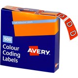 AVERY 43204 LATERAL FILE LABEL SIDE TAB COLOUR CODE D 25 X 38MM DARK ORANGE PACK 500