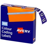 AVERY 43221 LATERAL FILE LABEL SIDE TAB COLOUR CODE U 25 X 38MM PURPLE PACK 500