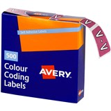 AVERY 43222 LATERAL FILE LABEL SIDE TAB COLOUR CODE V 25 X 38MM MAUVE PACK 500