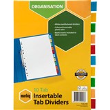 MARBIG DIVIDER INSERTABLE MANILLA 10TAB A4 WHITE