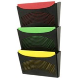 MARBIG ENVIRO DOCUMENT POCKET WALL MOUNT LANDSCAPE 3 COMPARTMENT BLACK