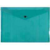 BANTEX DOCUMENT FOLDER BUTTON CLOSURE A4 TRANSPARENT GREEN