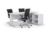 AERO DESK PACKAGE DESK  CADDY  1 ARC TASK CHAIR  2 ARC VISITOR CHAIRS