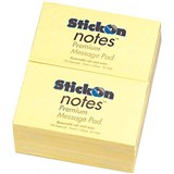 STICKON NOTES 100 SHEETS 76 X 127MM YELLOW PACK 12