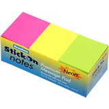 STICKON NOTES 50 SHEETS 38 X 50MM NEON ASSORTED PACK 12