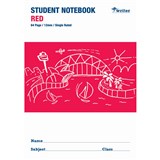 WRITER STUDENT NOTEBOOK 12MM SINGLE RULED 64 PAGE 250 X 175MM RED