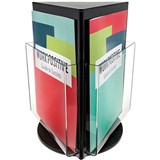 DEFLECTO BROCHURE HOLDER COUNTER TOP ROTATING 3 SIDED A4 BLACK