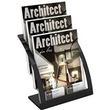 DEFLECTO BROCHURE HOLDER CURVED 3POCKET 3TIER A4 BLACKCLEAR
