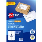 AVERY 959402 L7169 TRUEBLOCK INTERNET SHIPPING LABEL LASER 4UP WHITE PACK 10