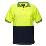PORTWEST MP110 TWO TONED MICRO MESH POLO SHIRT YELLOW NAVY 3XL