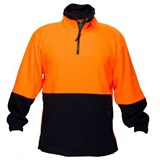PRIME MOVER MF115 HIVIS POLAR FLEECE JUMPER LONG SLEEVE 14 ZIP 2TONE ORANGE NAVY EXTRA LARGE