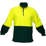PRIME MOVER MF115 HIVIS POLAR FLEECE JUMPER LONG SLEEVE 14 ZIP 2TONE YELLOW GREEN EXTRA LARGE