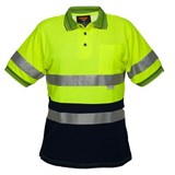 PORTWEST MP510 HIVIS POLO SHIRT MICRO MESH SHORT SLEEVE TAPE 2TONE YELLOW NAVY SMALL