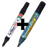 ARTLINE 90 PERMANENT  579 WHITEBOARD BLACK CHISEL MARKER BUNDLE
