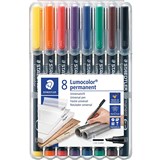 STAEDTLER 314 LUMOCOLOR PERMANENT MARKER CHISEL 25MM ASSORTED WALLET 8