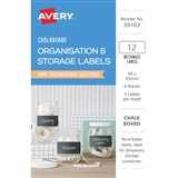 AVERY 39102 ORGANISATION AND STORAGE CHALKBOARD LABELS RECTANGULAR 95 X 45MM PACK 12