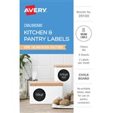 AVERY 39100 KITCHEN AND PANTRY LABELS CIRCLE 75MM BLACK CHALKBOARD PACK 8