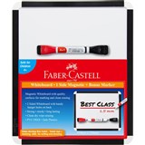 FABERCASTELL DOUBLE SIDED MAGNETIC WHITEBOARD AND 1 X BONUS BICOLOUR MARKER 260 X 310MM