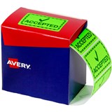 AVERY 932620 MESSAGE LABEL ACCEPTED 75 X 488MM FLUORO GREEN PACK 1500