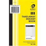 OLYMPIC 402 TAKEAWAY DOCKET BOOK SINGLE PLY 100 PAGE 93 X 150MM PACK 5