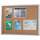 VISIONCHART BE NOTICED NOTICE CASE 2 SLIDING DOOR 1220 X 915MM SILVER FRAME CORK BACKING