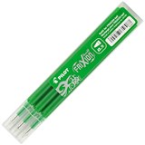 PILOT BLSFR5 FRIXION ERASABLE ROLLERBALL GEL REFILL FINE 05MM GREEN PACK 3
