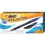 BIC ATLANTIS COMFORT RETRACTABLE BALLPOINT PEN 12MM BLUE BOX 12