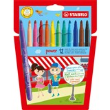 STABILO POWER FIBRE TIP PENS 10MM ASSORTED WALLET 12