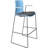 DAL ACTI BAR STOOL SLED BASE HIGH 760MM ARMS LIGHT GREY ARMPADS AND BLACK POWDERCOAT FRAME PALE BLUE POLYPROP SHELL