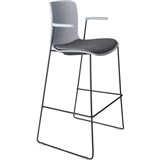 DAL ACTI BAR STOOL SLED BASE HIGH 760MM ARMS LIGHT GREY ARMPADS AND BLACK POWDERCOAT FRAME LIGHT GREY POLYPROP SHELL