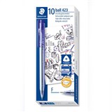 STAEDTLER 423 STICK ICE TRIANGULAR RETRACTABLE BALLPOINT PEN FINE BLUE BOX 10