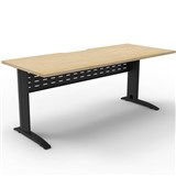 DELUXE RAPID SPAN STRAIGHT DESK WITH METAL MODESTY PANEL 1500 X 750 X 730MM BLACKNATURAL OAK