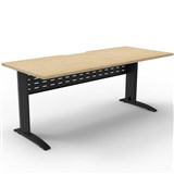 DELUXE RAPID SPAN STRAIGHT DESK WITH METAL MODESTY PANEL 1800 X 750 X 730MM BLACKNATURAL OAK