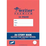 WRITER PREMIUM STORY BOOK 12MM PLAINRULED 70GSM 64 PAGE A4 SAW