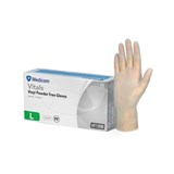 MEDICOM VITALS VINYL POWDER FREE GLOVES CLEAR LARGE PACK 100