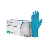 MEDICOM VITALS VINYL POWDER FREE GLOVES BLUE LARGE PACK 100
