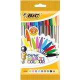 BIC CRISTAL BALLPOINT PENS BROAD FASHION ASSORTED PACK 10