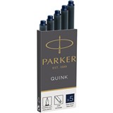 PARKER QUINK FOUNTAIN PEN INK CARTRIDGES BLUE BLACK PACK 5