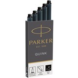 PARKER QUINK FOUNTAIN PEN INK CARTRIDGES BLACK PACK 5