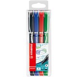 STABILO SENSOR COLORTANGLE FINELINER PEN EXTRA FINE 03MM ASSORTED PACK 4