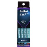 ARTLINE ROLLERBALL PEN 07MM ASSORTED PACK 4