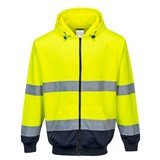 PORTWEST HIGH VISIBILITY ZIPPED HOODY TWOTONE XL YELLOW NAVY